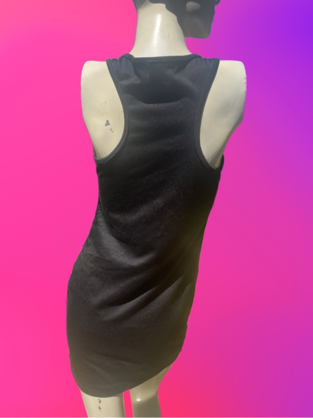 Vintage Sleeveless Orange & Black Zip-Front Bodycon Dress - Picture 3 of 10
